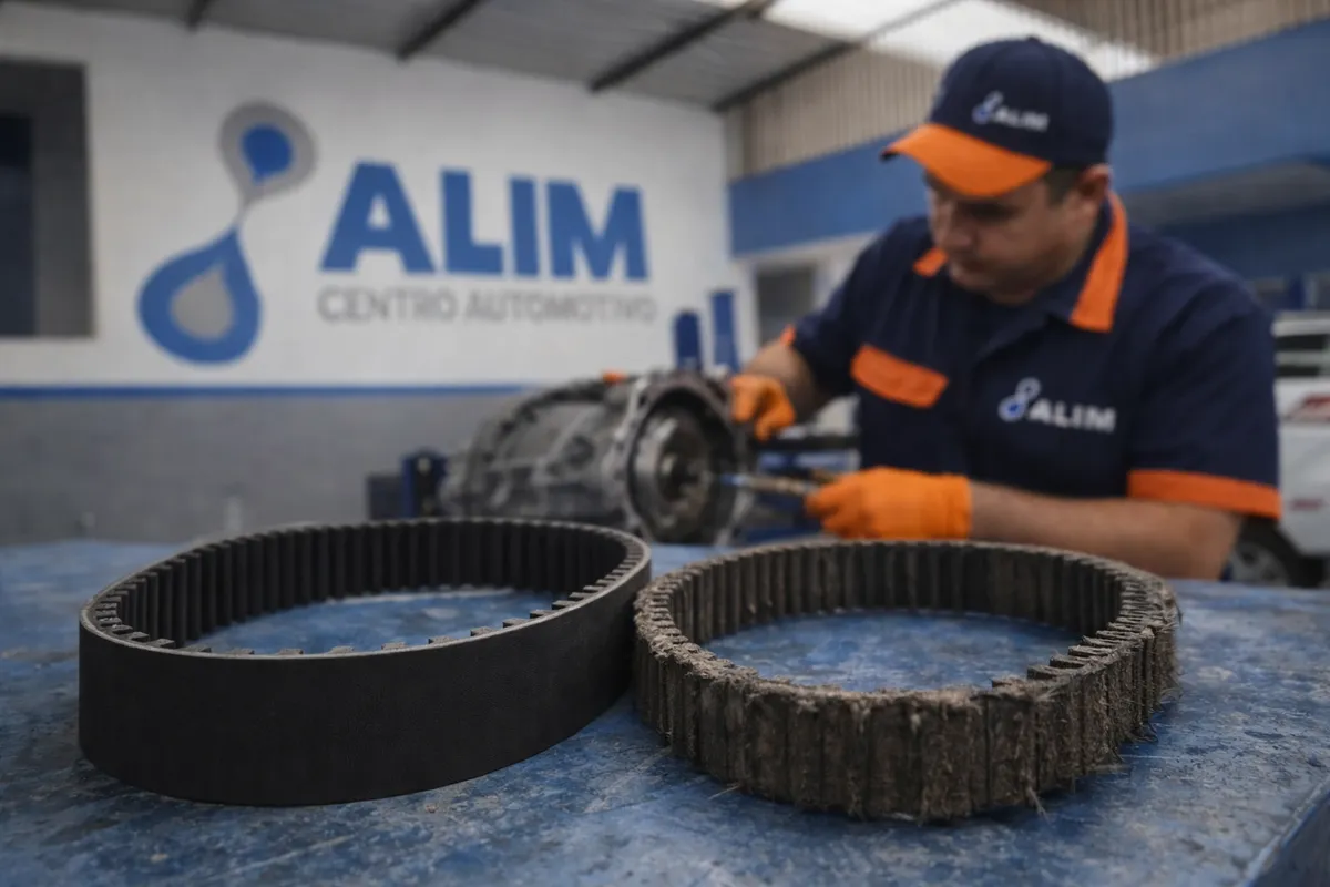 Mecânico verificando correia dentada em Betim - Alim Centro Automotivo